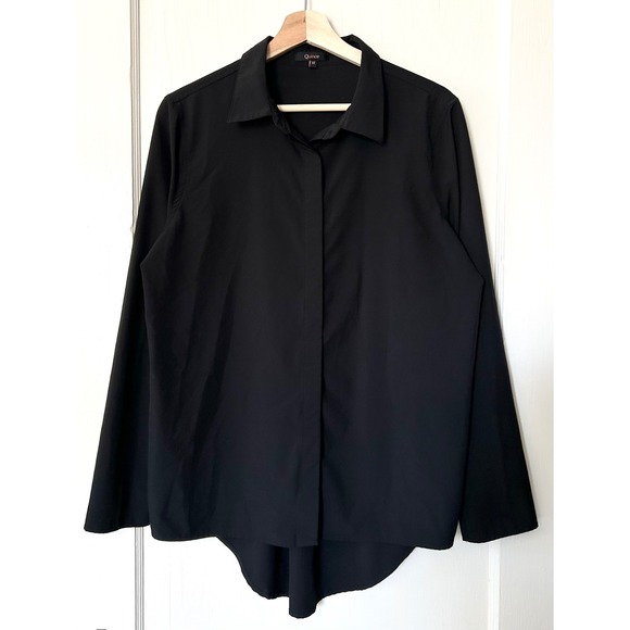 Quince Performance Tech Blouse Shirt Black M Everyday Essentials Office Casual - Picture 6 of 9